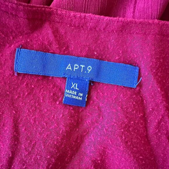 Apt 9 Silky Flowy Tie Front Burgundy Blouse - Picture 6 of 8